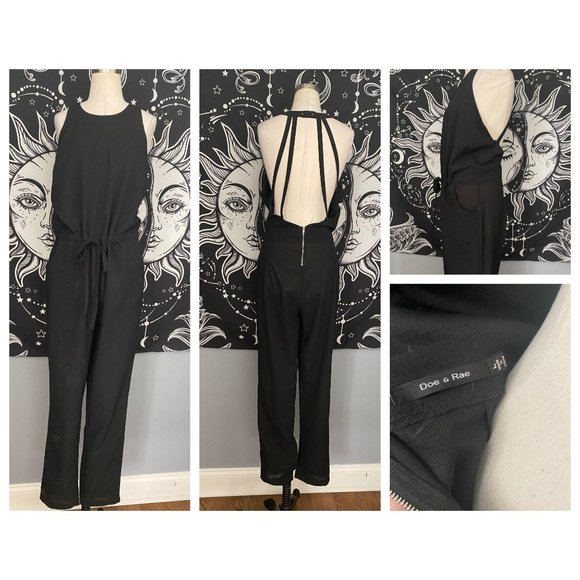 Doe & Rae - Black strappy Sleeveless Jumpsuit Larg - Picture 1 of 6